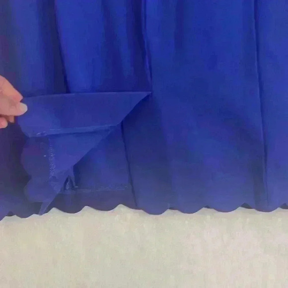 Talbots Womens Blue Scallop Hem & Neck Short Sleeve Back Zip Sheath Dress 14WP - Picture 5 of 6